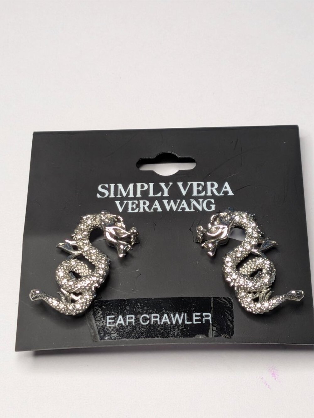 Simply Vera Vera Wang Silver‑Tone Crystal Dragon Ear Crawlers